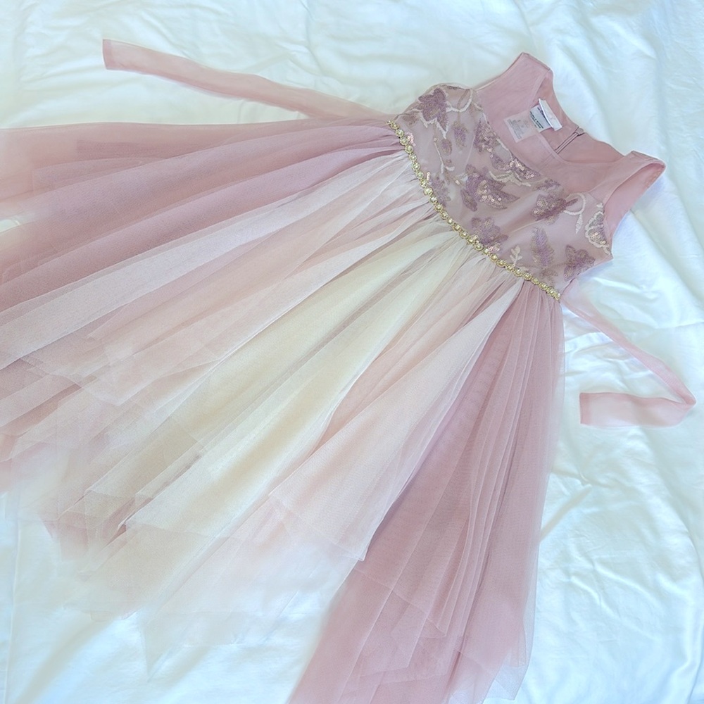 Kids Sz 5 Blush and Ivory sequin embroidered dress